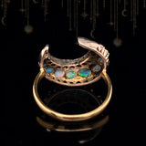 18K & Silver Victorian Diamond & Opal Crescent Ring
