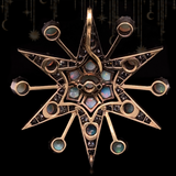 14K & Silver Victorian Diamond & Opal Star Pendant