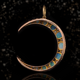 18K Victorian Diamond & Opal Crescent Pendant