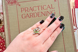 18K & Platinum French Victorian/Edwardian Art Nouveau Belle Epoque Diamond Plique A Jour Enamel Pansy Ring