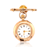 14K Victorian Diamond Pansy Enamel Pocket Watch with Brooch