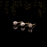 18K & Silver Georgian/Victorian Diamond Collet Set Stud Earrings (Trio)