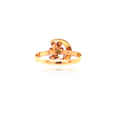 9K Victorian Pink Enamel & Pearl Flower Crescent Ring