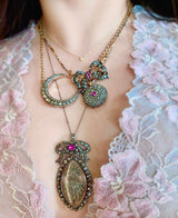 18K & Silver French Victorian Diamond & Ruby Pocket Watch with Bow Brooch
