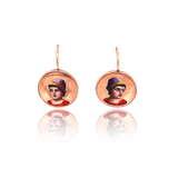 14K Swiss Victorian Enamel Portrait Earrings
