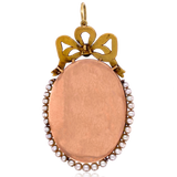 15K & Silver Georgian Diamond & Pearl Red Enamel Portrait Pendant