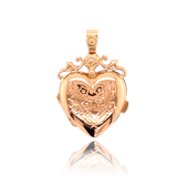 18K French Victorian Floral Engraved Puffy Heart Locket