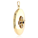 14K German Art Deco Diamond & Sapphire Quatrefoil Locket