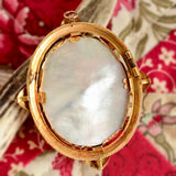 18K Victorian Garnet & Pearl Renaissance Portrait Pendant