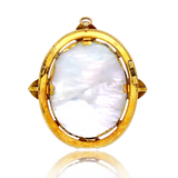 18K Victorian Garnet & Pearl Renaissance Portrait Pendant