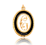 18K French Victorian Diamond, Rock Crystal & Black Enamel Initial C Locket