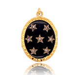 18K French Victorian Diamond, Rock Crystal & Black Enamel Initial C Locket