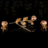 8K German Vintage Rose Bloom Earrings & Brooch Set