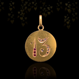 18K German Victorian Diamond & Ruby "13" Pendant