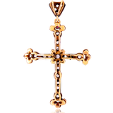 18K & Silver French Victorian Diamond & Ruby Cross Pendant
