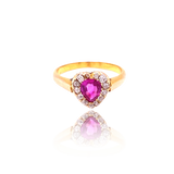 18K Victorian Diamond & Ruby Heart Ring