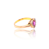 18K Victorian Diamond & Ruby Heart Ring