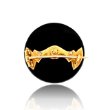 18K French Victorian Ruby & Pearl Cross Onyx Brooch