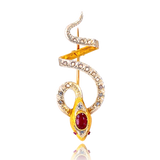 18K French Victorian Diamond & Ruby Snake Slider-Brooch