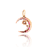18K Victorian Diamond & Ruby Crescent Star Pendant