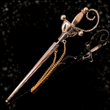 14K Dutch Victorian Ruby Sword Jabot Pin