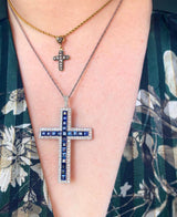 Platinum Art Deco Diamond & Sapphire Cross Pendant