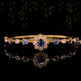 15K Victorian Diamond & Sapphire Cluster Bangle
