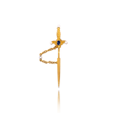 18K French Victorian Sapphire & Pearl Sword Jabot Pin