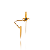 18K French Victorian Sapphire & Pearl Sword Jabot Pin