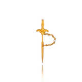 18K French Victorian Sapphire & Pearl Sword Jabot Pin