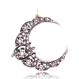 18K & Silver French Victorian Diamond Celestial Star Crescent Pendant