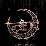 18K & Silver German Victorian Diamond Floral Crescent Brooch
