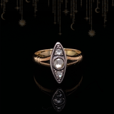 14K & Silver Victorian Diamond Navette Ring