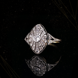 14K Dutch Edwardian Filigree Diamond Ring