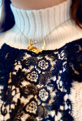 14K Victorian Diamond & Pearl Snake Crescent Necklace