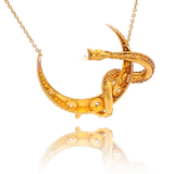 14K Victorian Diamond & Pearl Snake Crescent Necklace