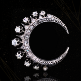 18K & Silver French Victorian Diamond Crescent Pendant