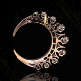 18K & Silver French Victorian Diamond Crescent Pendant