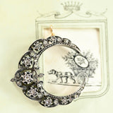 18K & Silver French Victorian Diamond Celestial Star Crescent Pendant