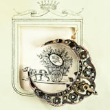 18K & Silver French Victorian Diamond Celestial Star Crescent Pendant