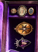 18K & Silver Georgian Diamond & Pearl Floral Lady Portrait Ring