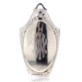 18K American Art Deco Strobell & Crane Diamond Guilloche Enamel Monogram MW/WM Locket