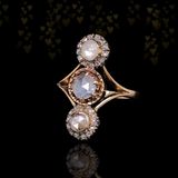 14K Dutch Victorian Trio Diamond Ring