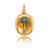 14K Austrian-Hungarian Turquoise Diamond Locket