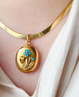 14K Austrian-Hungarian Turquoise Diamond Locket