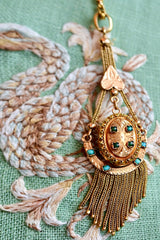 18K French Victorian Turquoise Tassel Locket