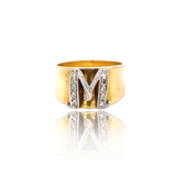 14K Vintage Diamond Initial M Ring