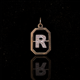 14K Vintage Diamond Initial R Pendant