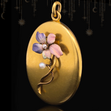 14K Edwardian Diamond & Violet Enamel Locket