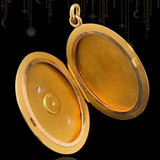 14K Edwardian Diamond & Violet Enamel Locket